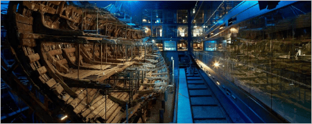 The original Mary Rose next to the Mary Rose Museum
