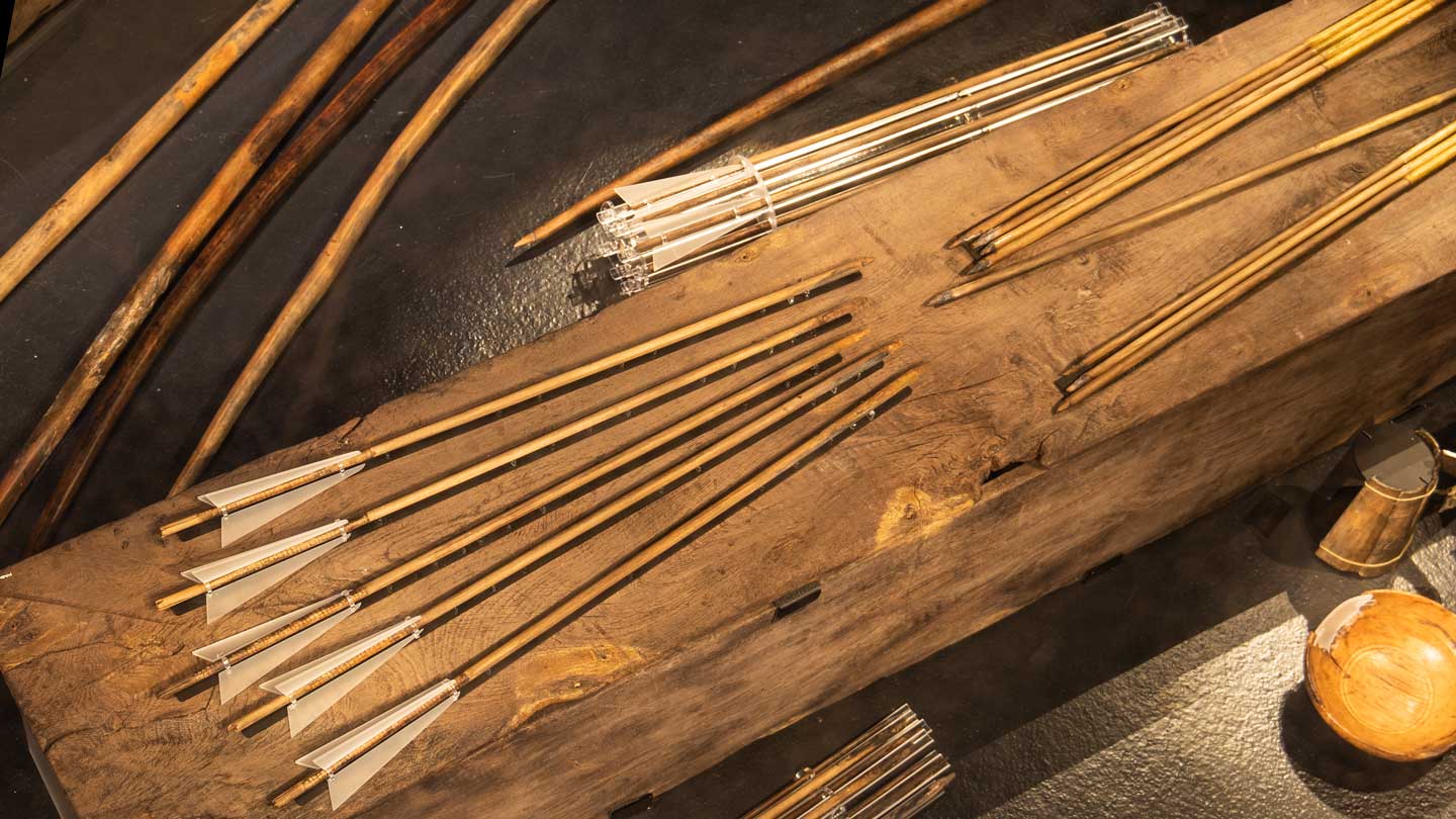 Tudor longbow chest and arrows